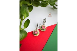 Сережки з вишивкою "Розета" МС008